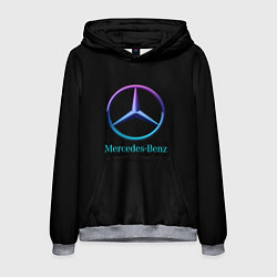 Толстовка-худи мужская Mercedes neon logo, цвет: 3D-меланж