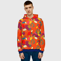 Толстовка-худи мужская Яркие ягодки-листочки, цвет: 3D-синий — фото 2