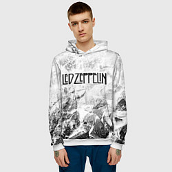 Толстовка-худи мужская Led Zeppelin white graphite, цвет: 3D-белый — фото 2