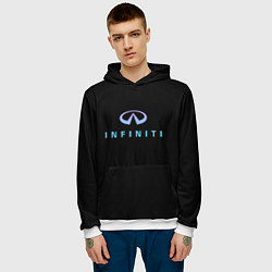 Толстовка-худи мужская Infiniti logo neon, цвет: 3D-белый — фото 2