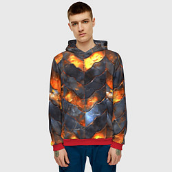 Толстовка-худи мужская Чешуя в огне, цвет: 3D-красный — фото 2
