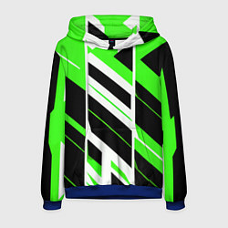 Толстовка-худи мужская Black and green stripes on a white background, цвет: 3D-синий