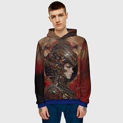 Толстовка-худи мужская Девушка-андроид в космосе, цвет: 3D-синий — фото 2