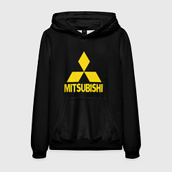 Толстовка-худи мужская Mitsubishi logo yelow, цвет: 3D-черный