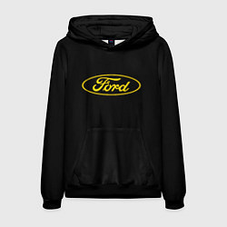 Толстовка-худи мужская Ford logo yellow, цвет: 3D-черный