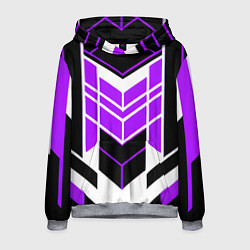 Толстовка-худи мужская Purple and black stripes on a white background, цвет: 3D-меланж