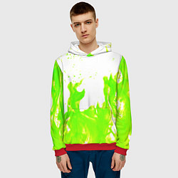 Толстовка-худи мужская Кислотный огонь, цвет: 3D-красный — фото 2