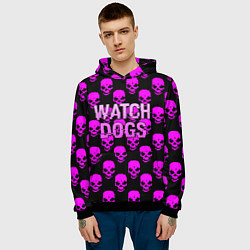 Толстовка-худи мужская Watch dogs neon skull, цвет: 3D-черный — фото 2