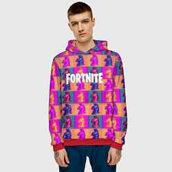 Толстовка-худи мужская Fortnite logo pattern game, цвет: 3D-красный — фото 2