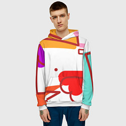 Толстовка-худи мужская Геометрия сердца, цвет: 3D-белый — фото 2