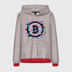 Толстовка-худи мужская Биткоин символ - сетка, цвет: 3D-красный