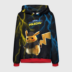 Толстовка-худи мужская Покемон: детектив Пикачу, цвет: 3D-красный