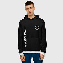 Толстовка-худи мужская Mercedes benz logo white auto, цвет: 3D-белый — фото 2