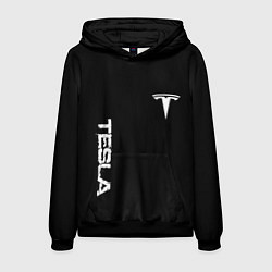 Толстовка-худи мужская Tesla logo white, цвет: 3D-черный