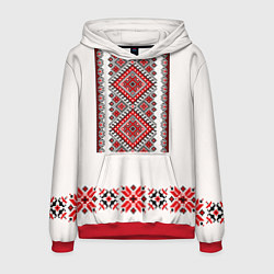 Толстовка-худи мужская Вышиванка с символикой защиты рода, цвет: 3D-красный