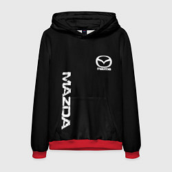 Толстовка-худи мужская Mazda white logo, цвет: 3D-красный