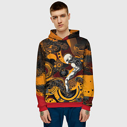 Толстовка-худи мужская Внеземной паттерн с пришельцем, цвет: 3D-красный — фото 2