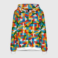 Толстовка-худи мужская Разноцветные квадратные плитки, цвет: 3D-белый