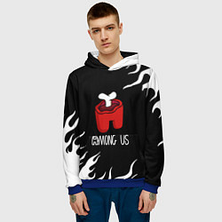 Толстовка-худи мужская Among us fire game, цвет: 3D-синий — фото 2