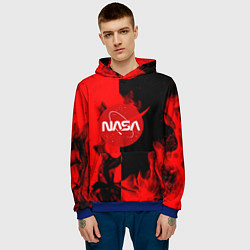 Толстовка-худи мужская NASA красный огонь, цвет: 3D-синий — фото 2