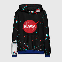 Толстовка-худи мужская NASA glitch splash, цвет: 3D-синий