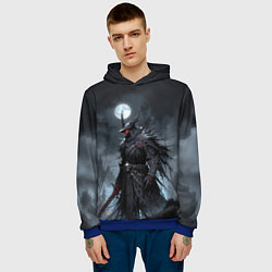 Толстовка-худи мужская Воин мрака под луной, цвет: 3D-синий — фото 2