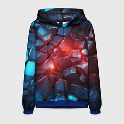 Толстовка-худи мужская Синие камни с красным светом, цвет: 3D-синий