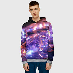 Толстовка-худи мужская Плавление абстрактных блестящих камней, цвет: 3D-меланж — фото 2