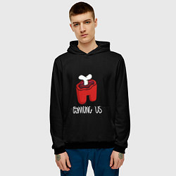 Толстовка-худи мужская Among us logo red, цвет: 3D-черный — фото 2