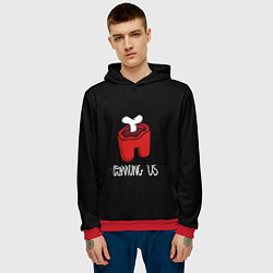 Толстовка-худи мужская Among us logo red, цвет: 3D-красный — фото 2