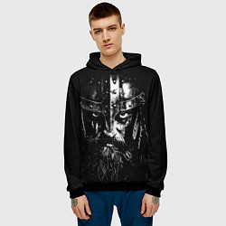 Толстовка-худи мужская Суровый викинг в железном шлеме, цвет: 3D-черный — фото 2