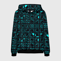 Толстовка-худи мужская Квадратные геометрические инженерные синие схемы п, цвет: 3D-черный