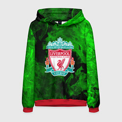 Толстовка-худи мужская Liverpool green fire, цвет: 3D-красный