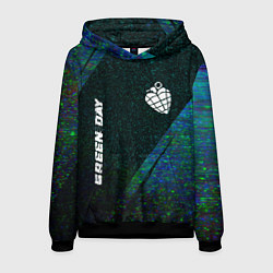 Толстовка-худи мужская Green Day glitch blue, цвет: 3D-черный