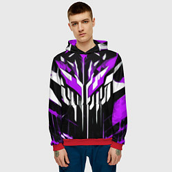 Толстовка-худи мужская Purple and white abstraction on a black background, цвет: 3D-красный — фото 2