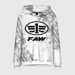 Толстовка-худи мужская FAW speed на светлом фоне со следами шин, цвет: 3D-белый