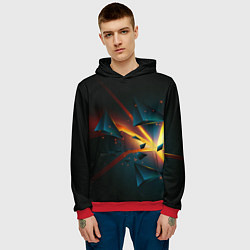 Толстовка-худи мужская Разлом плиты - абстрактная расщелина, цвет: 3D-красный — фото 2