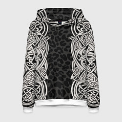 Толстовка-худи мужская Скандинавский кельтский узор, цвет: 3D-белый