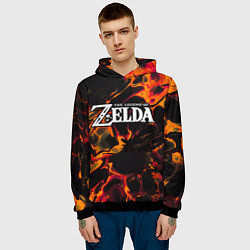 Толстовка-худи мужская Zelda red lava, цвет: 3D-черный — фото 2