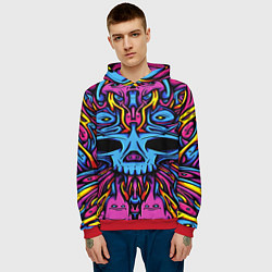 Толстовка-худи мужская Skull tatoo steel, цвет: 3D-красный — фото 2