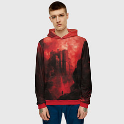 Толстовка-худи мужская Путник под багровым замком, цвет: 3D-красный — фото 2
