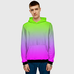 Толстовка-худи мужская Неоновая градиент абстракция, цвет: 3D-черный — фото 2