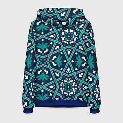 Толстовка-худи мужская Геометрический узор арабеска, цвет: 3D-синий