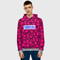 Толстовка-худи мужская Nirvana pink logo, цвет: 3D-меланж — фото 2