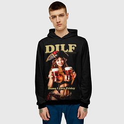 Толстовка-худи мужская DILF - damn I love Friday, цвет: 3D-черный — фото 2