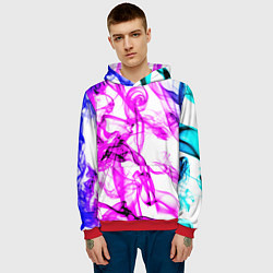 Толстовка-худи мужская Дым неоновый вейп, цвет: 3D-красный — фото 2