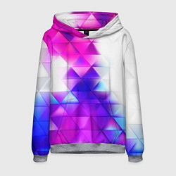 Толстовка-худи мужская Неоновые треугольники абстракция, цвет: 3D-меланж