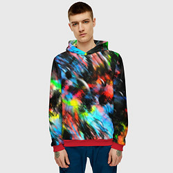 Толстовка-худи мужская Цветные краски абстракция, цвет: 3D-красный — фото 2