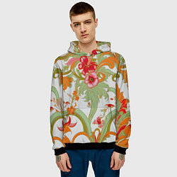 Толстовка-худи мужская Яркий цветочный узор, цвет: 3D-черный — фото 2