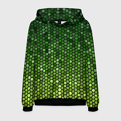 Толстовка-худи мужская Мозаика под зеленую змею, цвет: 3D-черный